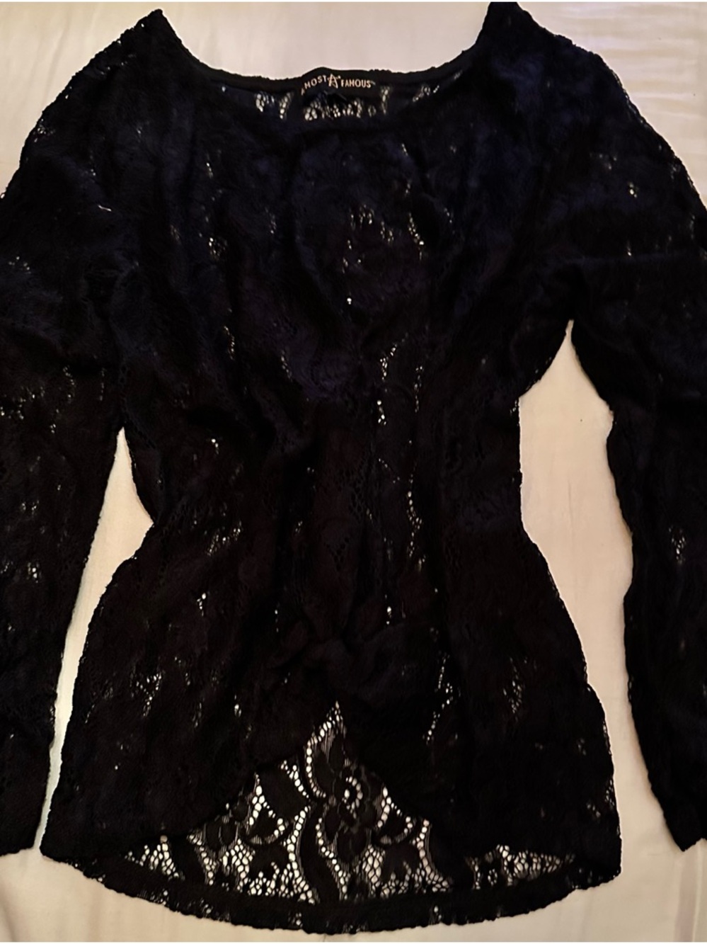 Almost Famous Black Lace Long-Sleeve Blouse